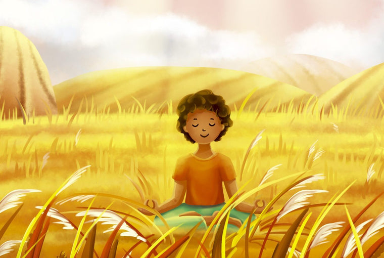 Illustration of a calm mindfulness scene for children