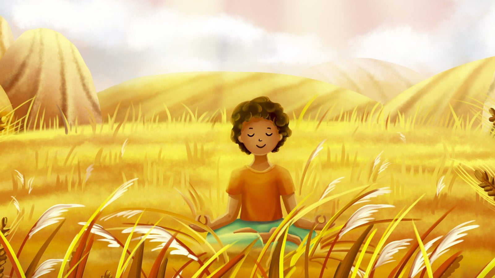Illustration of a calm mindfulness scene for children