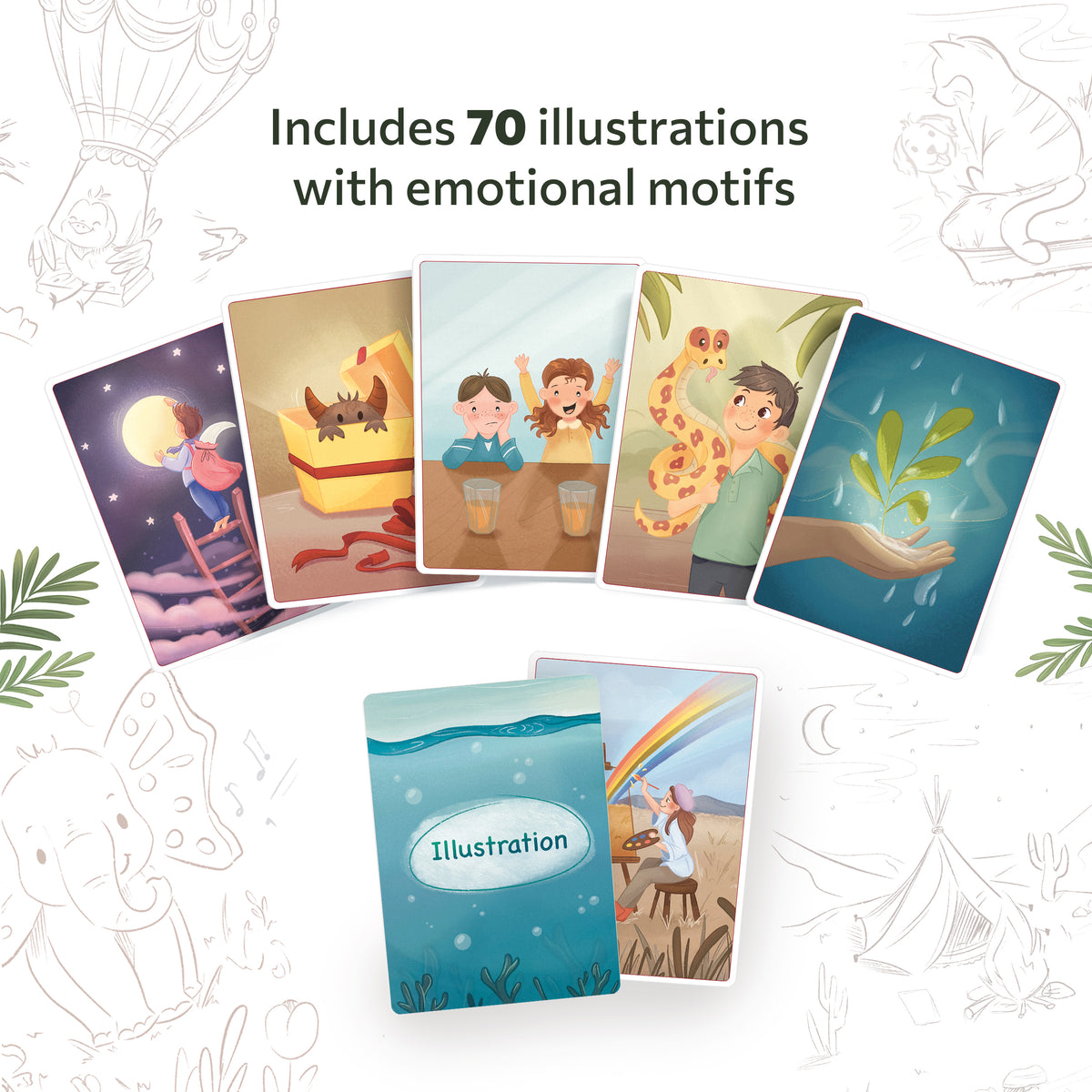 CBTrip illustration cards showing painted scenes with emotional themes.