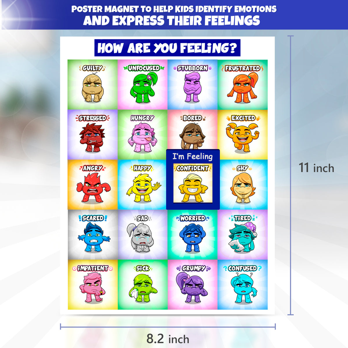 The Magnet Feelings Poster measured: 8.2 inches wide by 11 inches tall.
