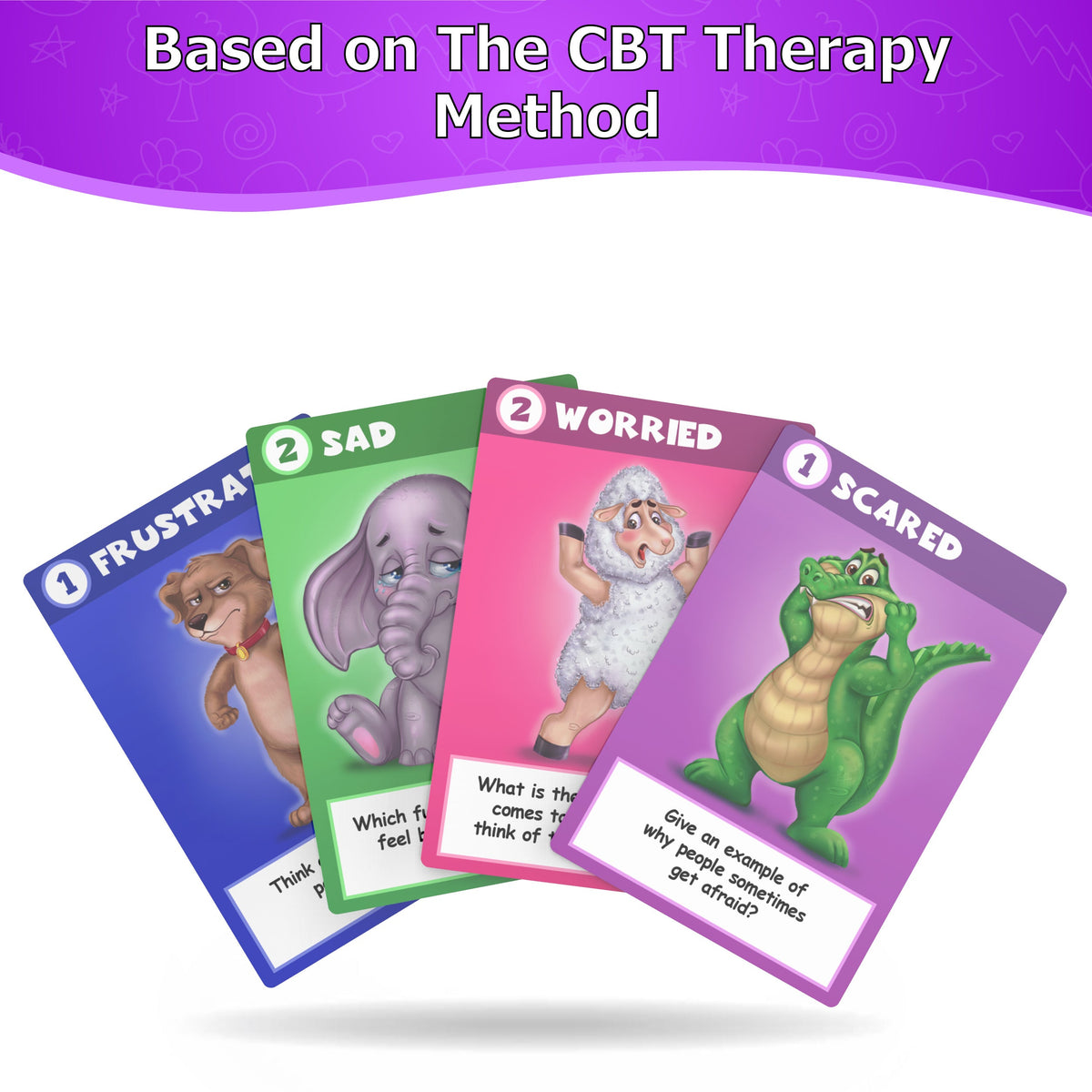 Close-up of CBTiger emotion cards showing the illustrated characters.